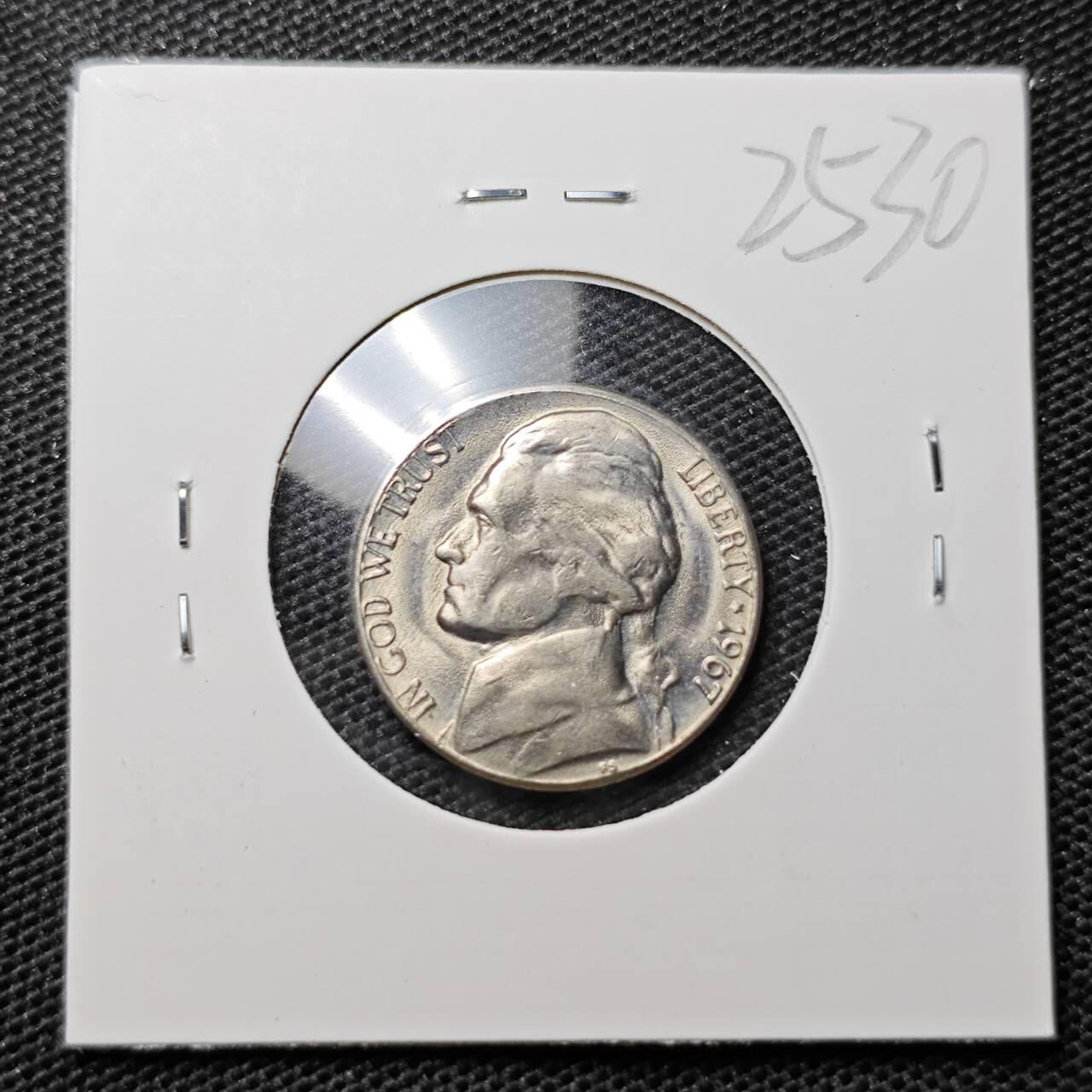 KK钱币收藏小铺 第325期 2月预留时间 周末发货  1967美国5分 拆卷品