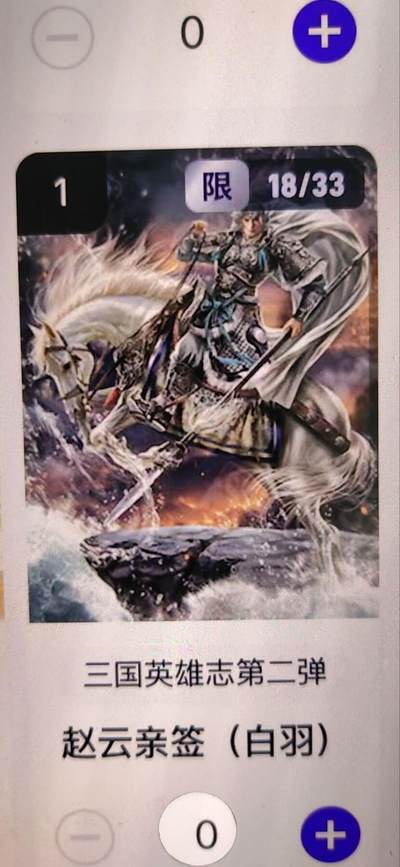 阳大大卡牌拍卖第67期（玄卡阁加场）（持续收拍品，周六晚上九点截拍，进群福利早知道） - 【亲签】玄卡阁 三国英雄志 白羽 赵云 限编18/33（抽卡机直接转增，无运费）