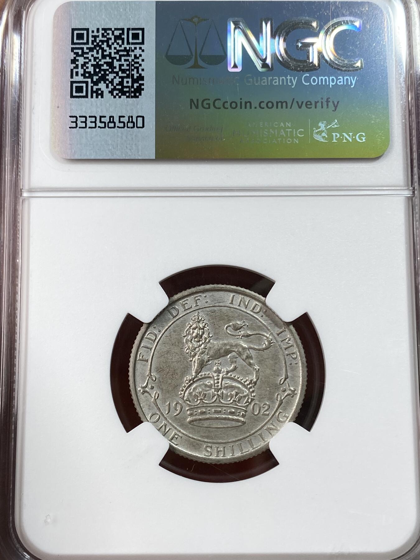万国钱币拍卖第051期 NGC PF64 1902年英国爱德华七世精制1先令 MATTE磨砂精制 原味淡彩