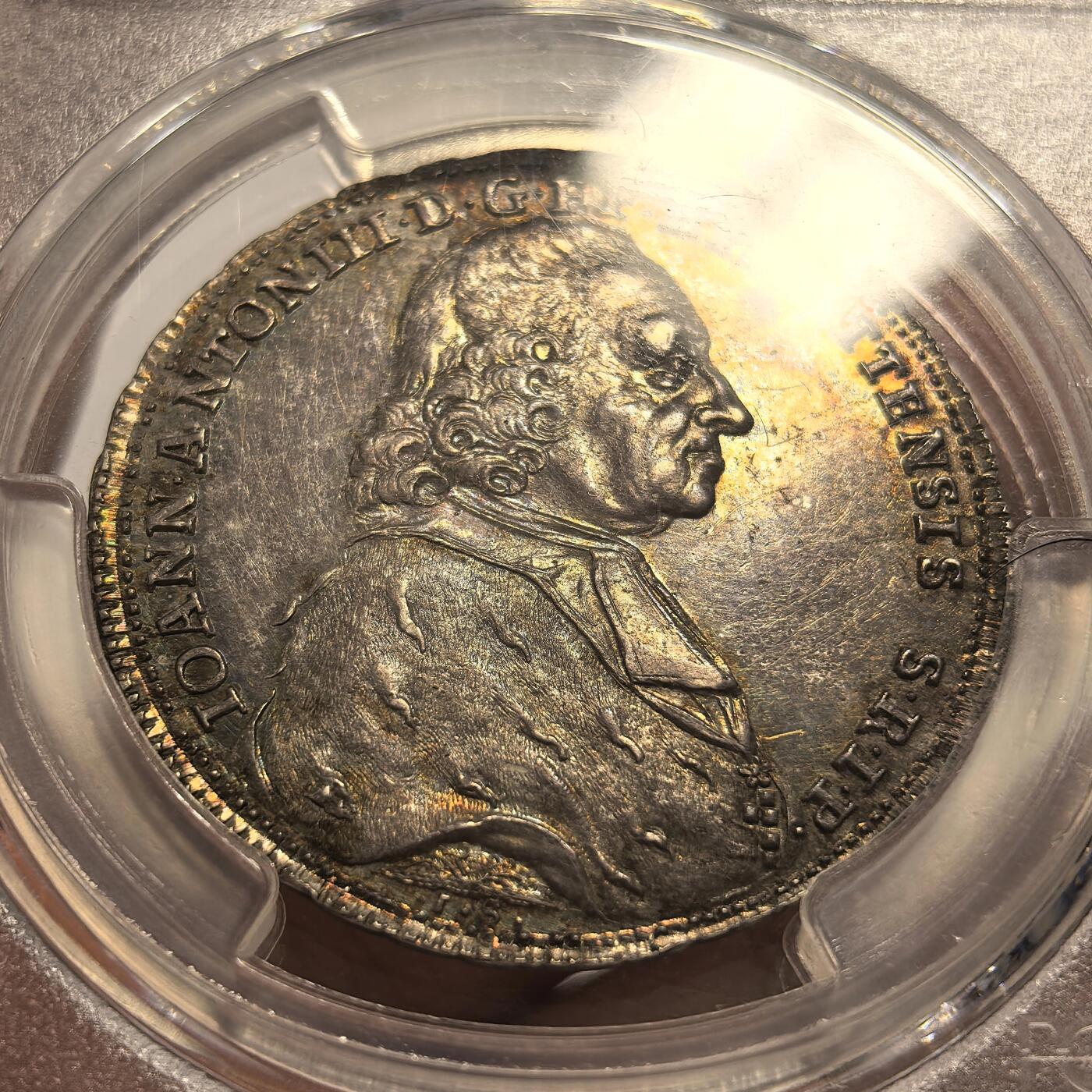 博洋堂世界钱币拍卖第135期（全场包邮）【请留意本场发货时间变化】 PCGS MS64 德国艾希斯塔特1783年1/2老泰勒银币，超级彩，稀少的品种，PCGS评级榜冠军分，唯一一枚！