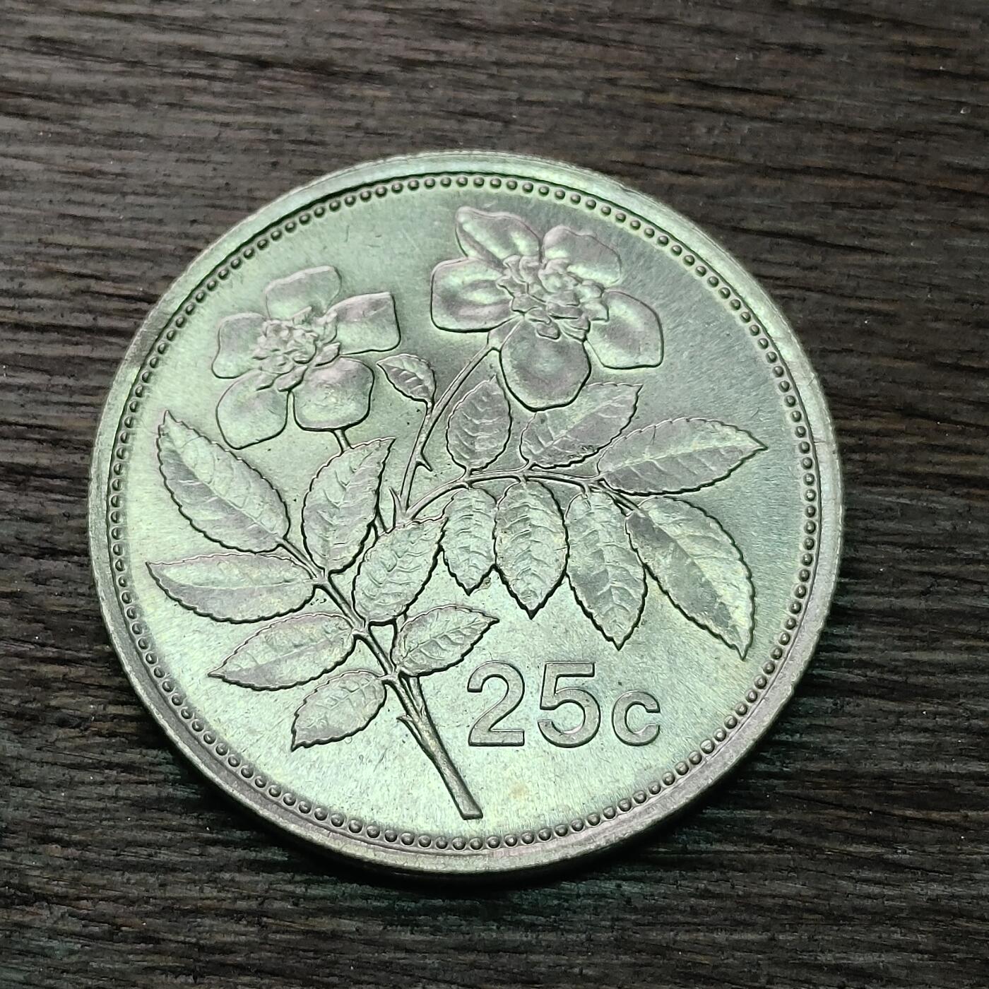 【铜匠收藏】★第128场★散币场，无佣金，30包邮。不满30元，支付5元运费。《接受代拍 代送NGC评级》 马耳他 1986年 25分 镍币 海船徽 植物版