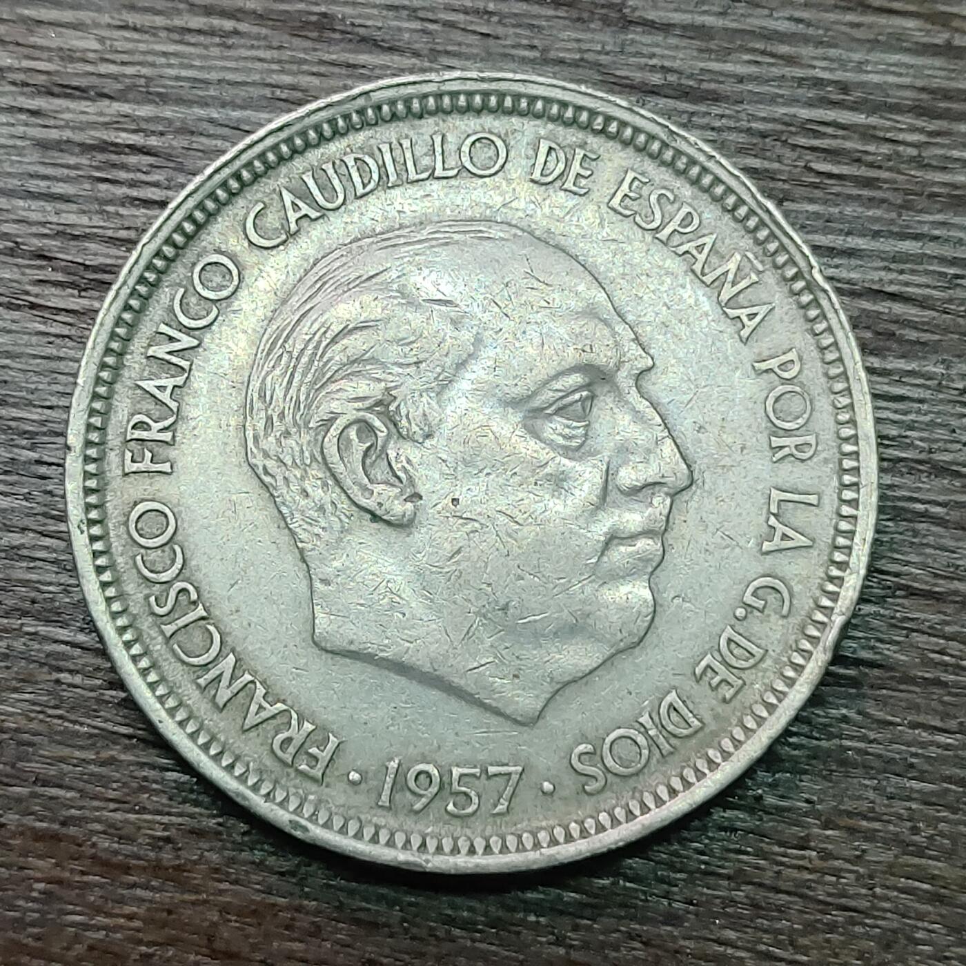 【铜匠收藏】★第128场★散币场，无佣金，30包邮。不满30元，支付5元运费。《接受代拍 代送NGC评级》 西班牙 1957年 50比塞塔