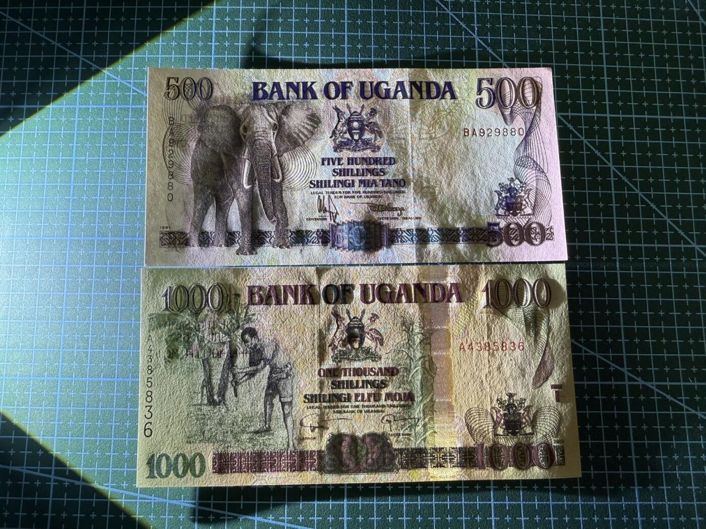 【炜奕收藏】，第四十一期 乌干达500-1000先令，包含无47
