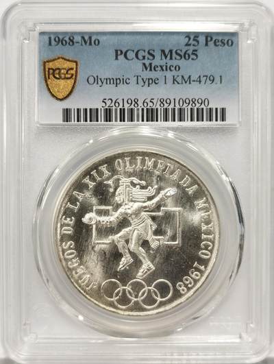 博洋堂世界钱币拍卖第135期（全场包邮） - PCGS MS65 墨西哥1968年奥运会25比索银币，凝霜感十足