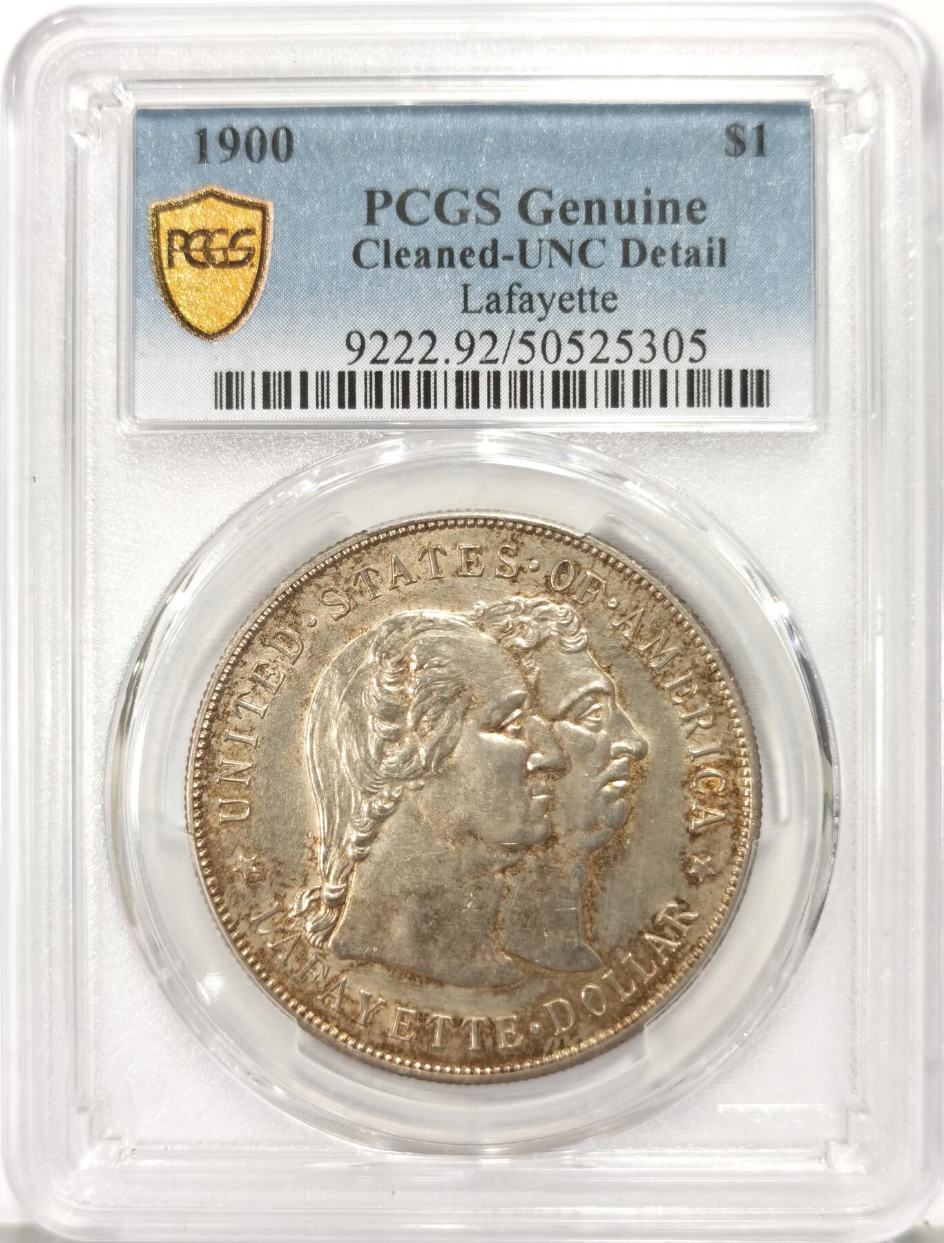 博洋堂世界钱币拍卖第135期（全场包邮）【请留意本场发货时间变化】 PCGS UNC 美国1900年拉法耶特1美元大银币，名誉品种