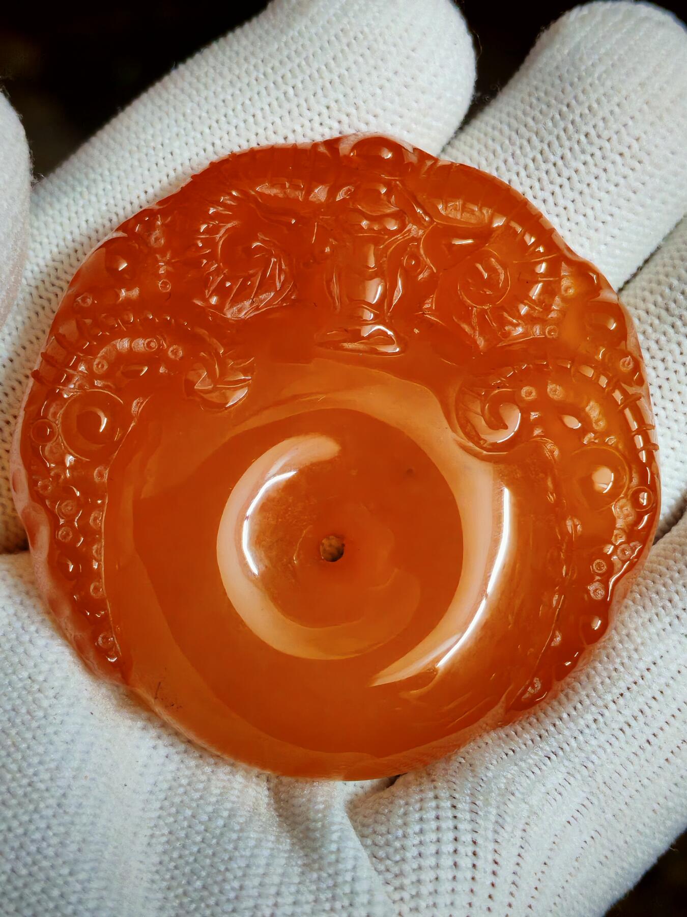 原矿荔枝冻三羊开泰平安扣(22027)尺寸53*12mm天然荔枝冻保山三羊