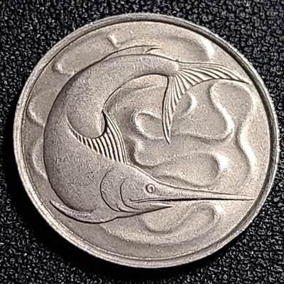 泉币菌-第87场-散币乐园场 - 高币值 1976年 新加坡20分 海洋动物-剑鱼 24mm