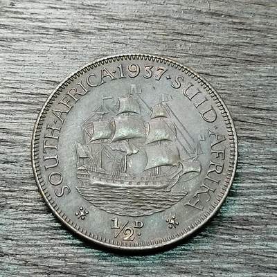 【铜匠收藏】★第128场★散币场，无佣金，30包邮。不满30元，支付5元运费。《接受代拍 代送NGC评级》 - 南非 1937年 1/2便士 铜币