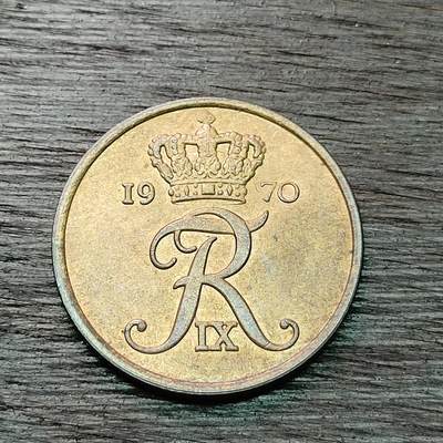 【铜匠收藏】★第128场★散币场，无佣金，30包邮。不满30元，支付5元运费。《接受代拍 代送NGC评级》 - 丹麦 1970年 5欧尔 青铜币 弗雷德里克九世王冠麦穗