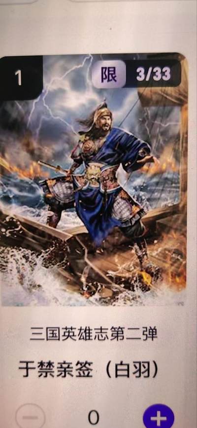 阳大大卡牌拍卖第67期（玄卡阁加场）（持续收拍品，周六晚上九点截拍，进群福利早知道） - 【亲签】玄卡阁 三国英雄志 白羽 于禁 限编03/33（抽卡机直接转增，无运费）