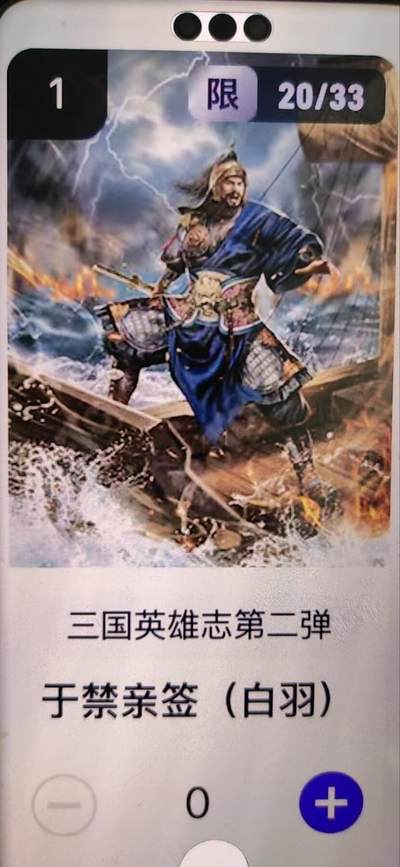 阳大大卡牌拍卖第67期（玄卡阁加场）（持续收拍品，周六晚上九点截拍，进群福利早知道） - 【亲签】玄卡阁 三国英雄志 白羽 于禁 限编20/33（抽卡机直接转增，无运费）