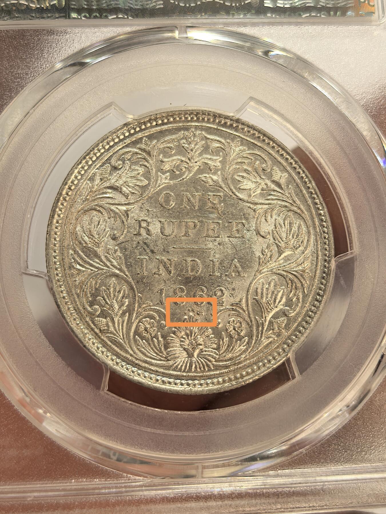 博洋堂世界钱币拍卖第135期（全场包邮）【请留意本场发货时间变化】 PCGS MS62 英属印度1862年维多利亚1卢比银币少见四点版2枚一对3