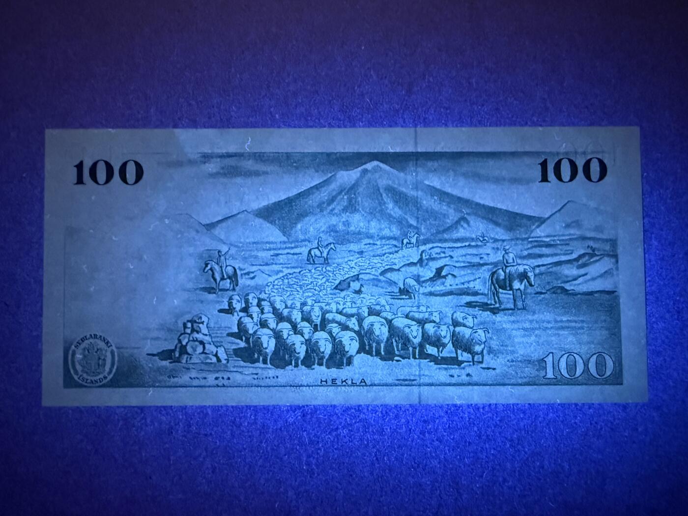 《艾美收藏》第208期-8.17周日外币精品荟萃 冰岛100克朗 UNC 1961年 原票仅背面一处荧光