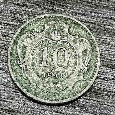 【铜匠收藏】★第129场★散币场，无佣金，30包邮。不满30元，支付5元运费。《接受代拍 代送NGC评级》 - 奥地利奥匈帝国时期 1893年 10赫勒 铜镍币