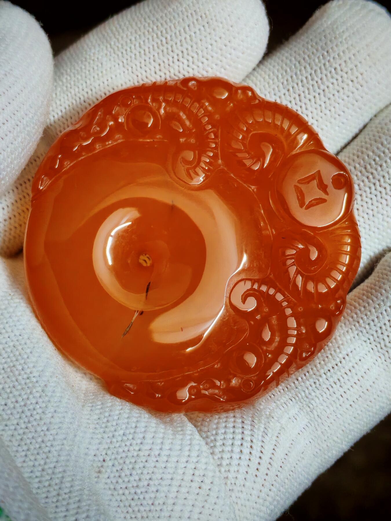 原矿荔枝冻三羊开泰平安扣(22027)尺寸53*12mm天然荔枝冻保山三羊