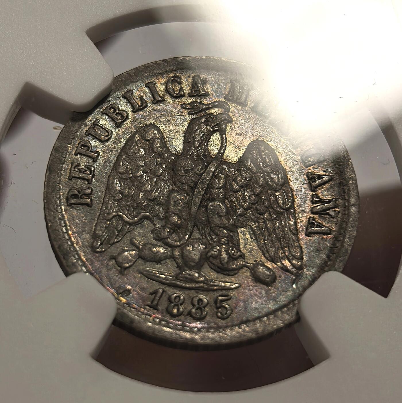 博洋堂世界钱币拍卖第135期（全场包邮）【请留意本场发货时间变化】 NGC AU50 墨西哥1885年MO M版鹰洋10分银币