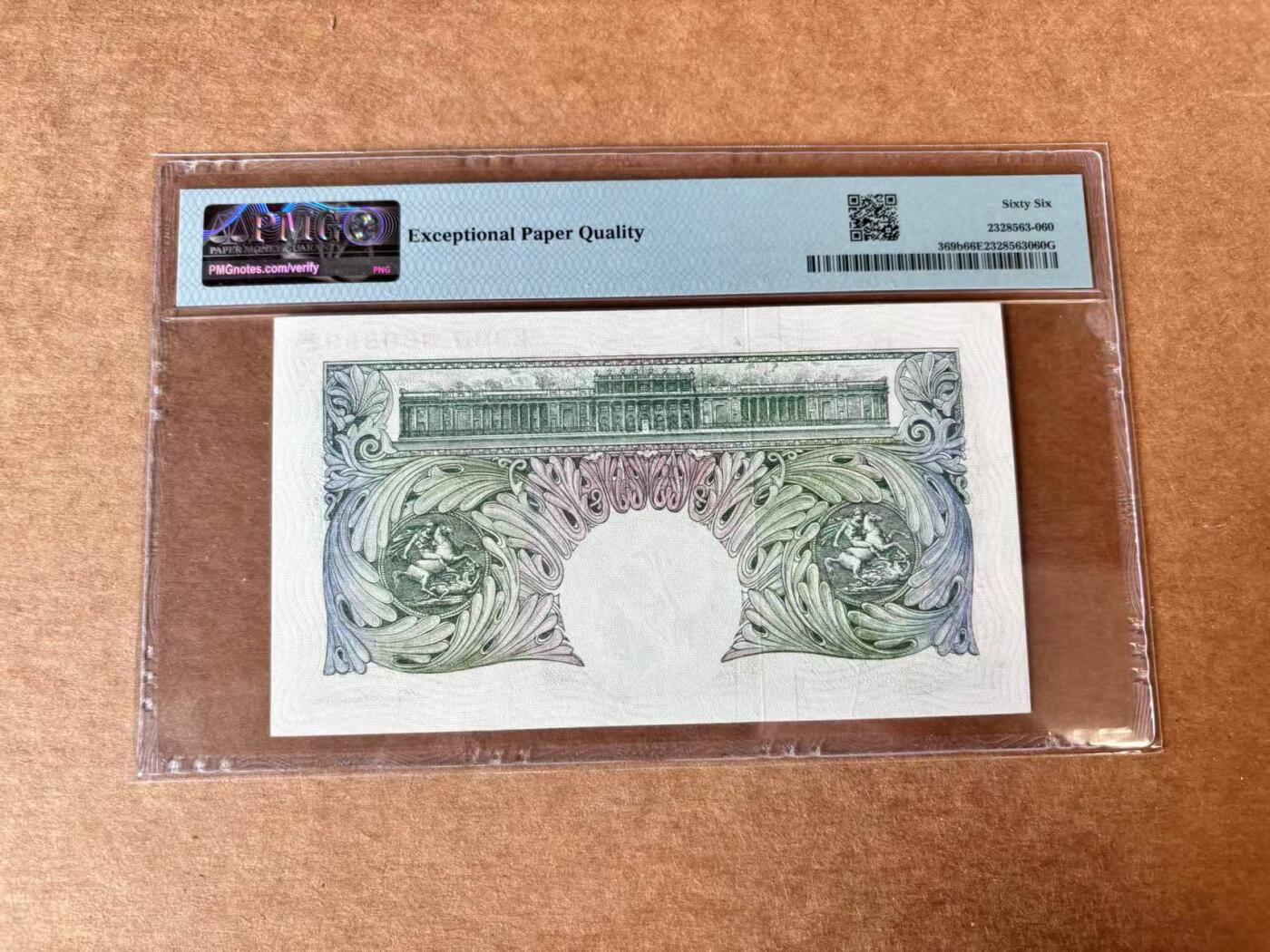 【Blue Auction】世界纸币精拍第711期——18级TOP拍卖/信誉/品质/专业/高效💫 【倒置号】英国 A序列1949-55年1镑 PMG66EPQ