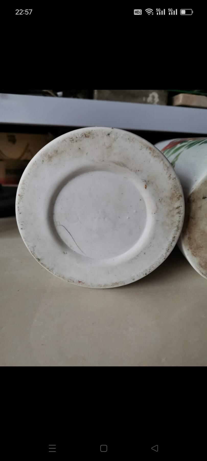 建国初期花绘帽筒1对。有五星麦穗。完整如图包老
