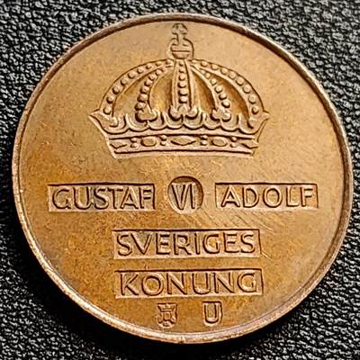泉币菌-第90场-散币乐园场 极美 1962年 瑞典 5欧尔 青铜币 王冠皇冠 27mm