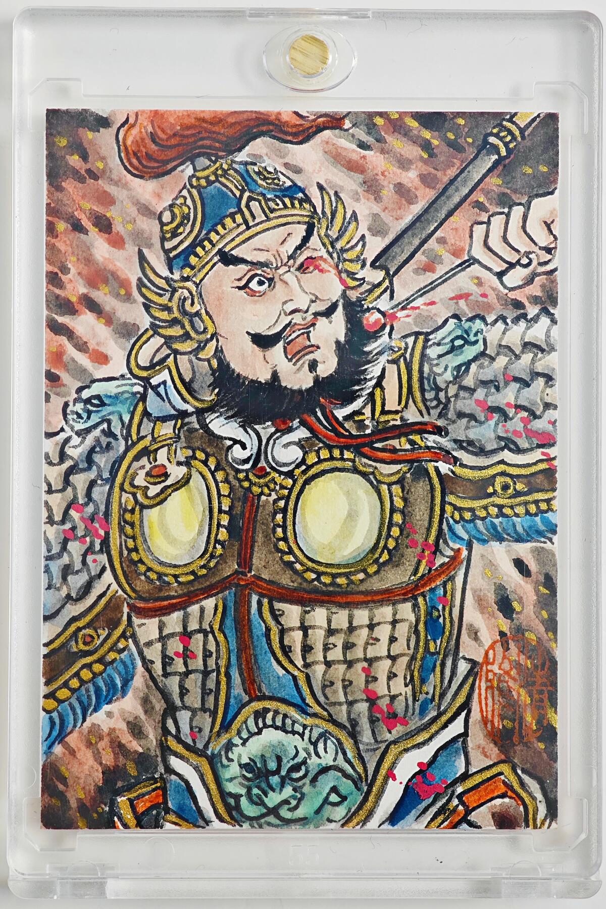 白泽拍卖卡牌手绘专场第23期（中庭淡月照三更，白露洗空河汉明） 2025 香山文创手绘卡 夏侯惇  卢艺丰签题 卡砖封装