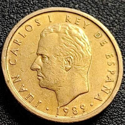 泉币菌-第90场-散币乐园场 厚重 西班牙100比塞塔 双柱 卡洛斯一世国王 铜币 24.5mm 