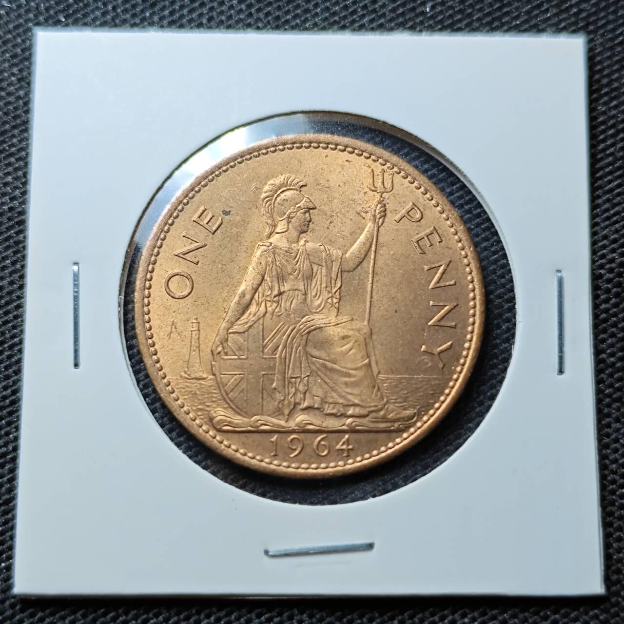 KK钱币收藏小铺 第325期 2月预留时间 周末发货  1964英国1便士铜币 好品