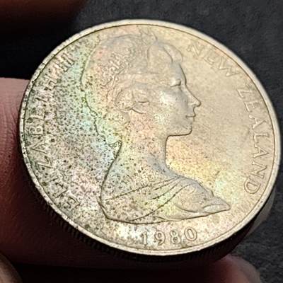 泉币菌-第90场-散币乐园场 略带彩光 英属新西兰 10分硬币 毛利人面具 伊丽莎白二世 女王24mm