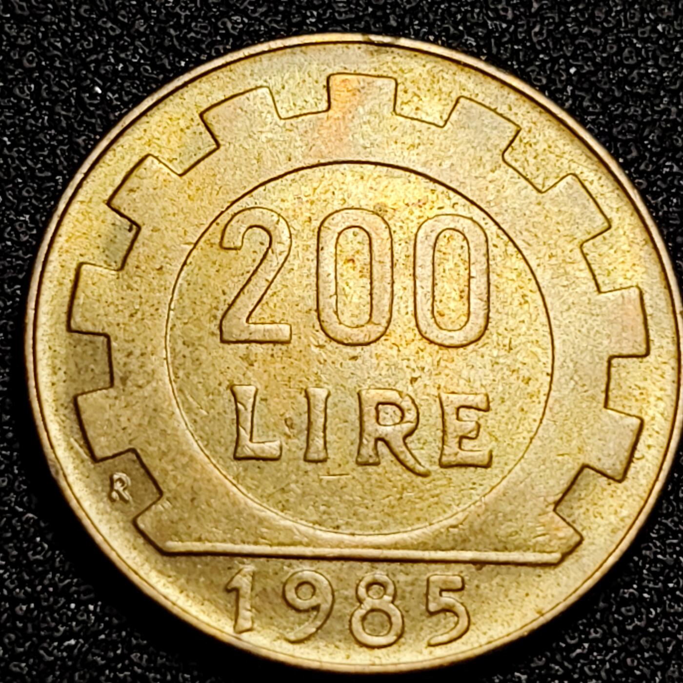 泉币菌-第87场-散币乐园场 铜光美品 意大利1985年200里拉 丰收女神 齿轮 铝青铜币 外国硬币 24mm