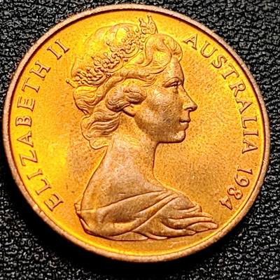 泉币菌-第90场-散币乐园场 近未流通美品 1984年 英属澳大利亚2分铜币 伞蜥蜴斗篷蜥 21.5mm