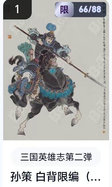 【精品专场】李云中+权迎东+不二猿 大量首尾编+亲签 （周二晚八点截拍） - 【66/88编】玄卡阁 三国英雄志2 李云中 白背孙策（卡机转赠）