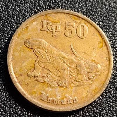泉币菌-第88场-散币乐园场 - 印尼1992年50卢比硬币 科莫多巨蜥  20mm