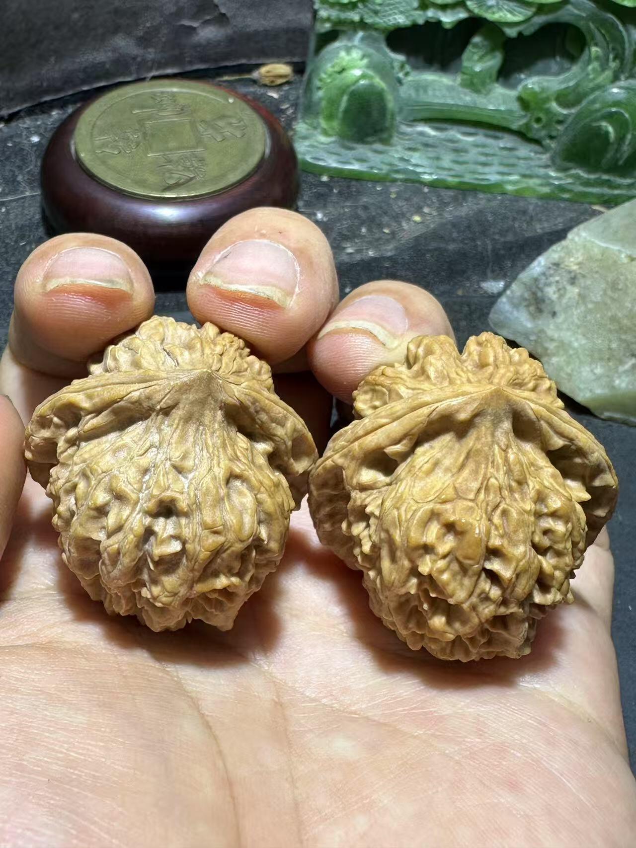 精美小众野生磐石狮子头手捻文玩核桃一对，