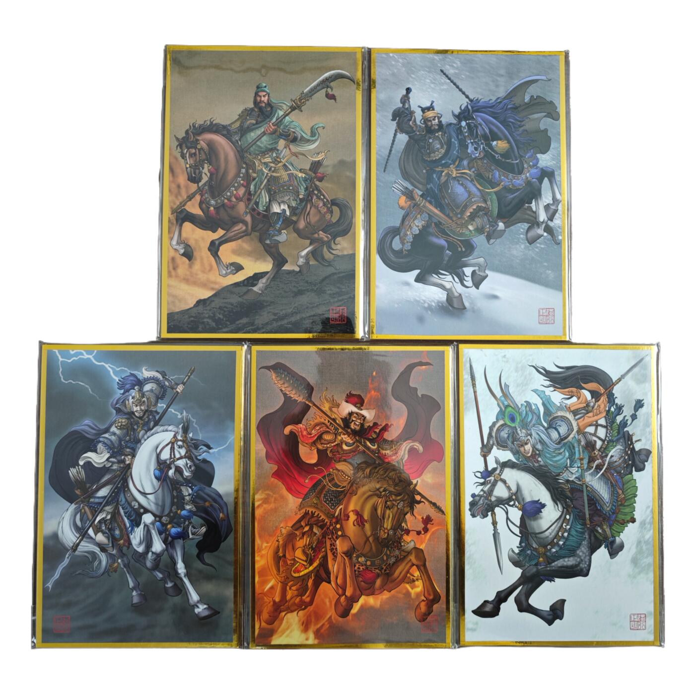 白泽拍卖卡牌手绘专场第22期中福卡展专场(离离暑云散，袅袅凉风起) 2025 GAF 独行正明五虎将色纸5张 A5  关羽背面 独行正明签绘手绘大圣 孙悟空