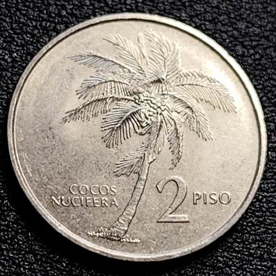 泉币菌-第90场-散币乐园场 菲律宾2比索 小版 波尼法西奥将军大版 棕榈树 