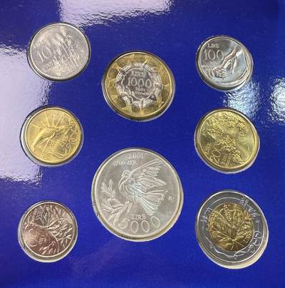 S&S Numismatic世界钱币-拍卖 第116期  - 圣马力诺2001年 最后的里拉 8枚套币官方卡币 含1枚18克835银