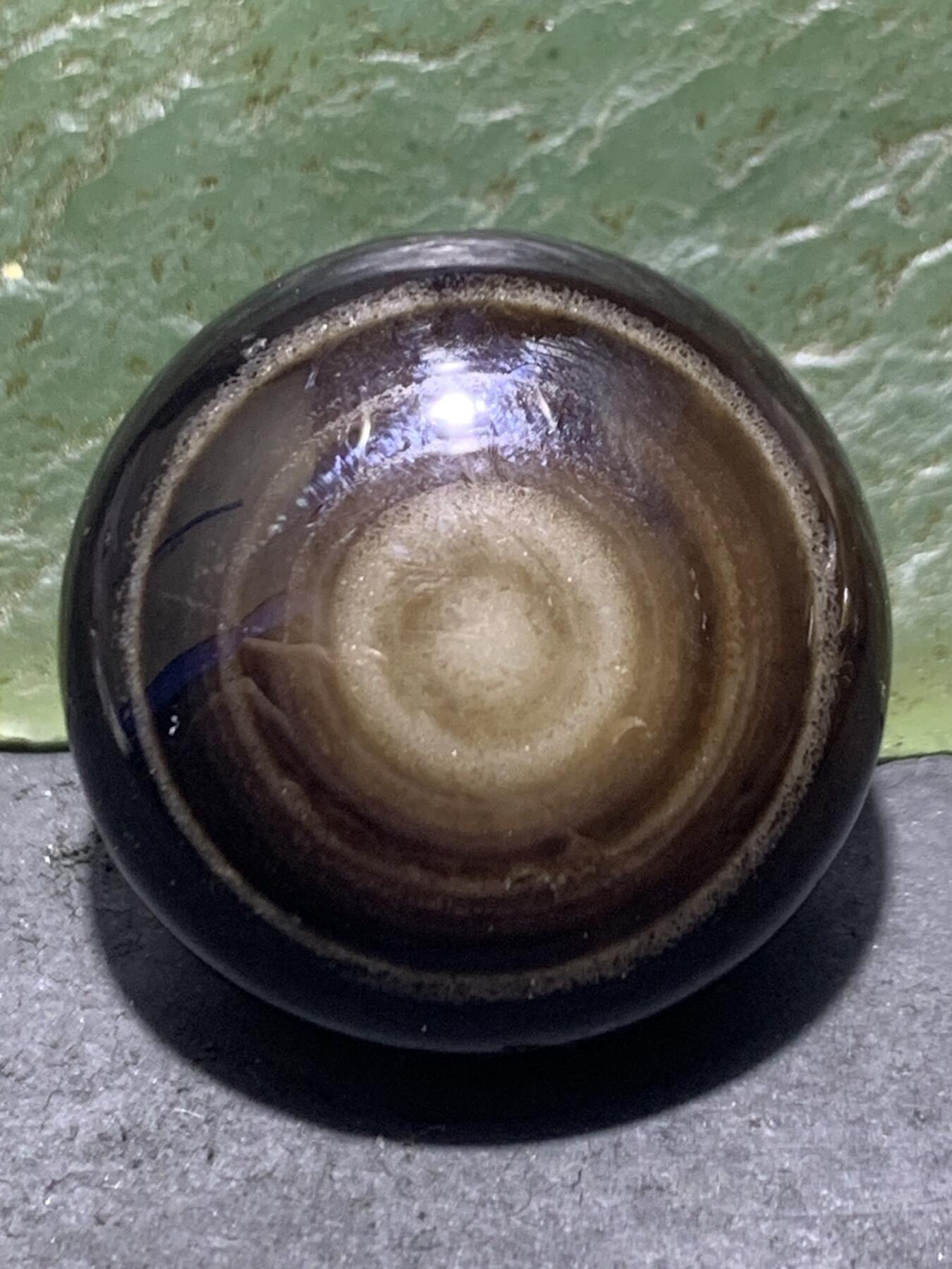 精品天眼纹药师玛瑙手工雕刻太极阴阳鱼板珠（背云）一颗