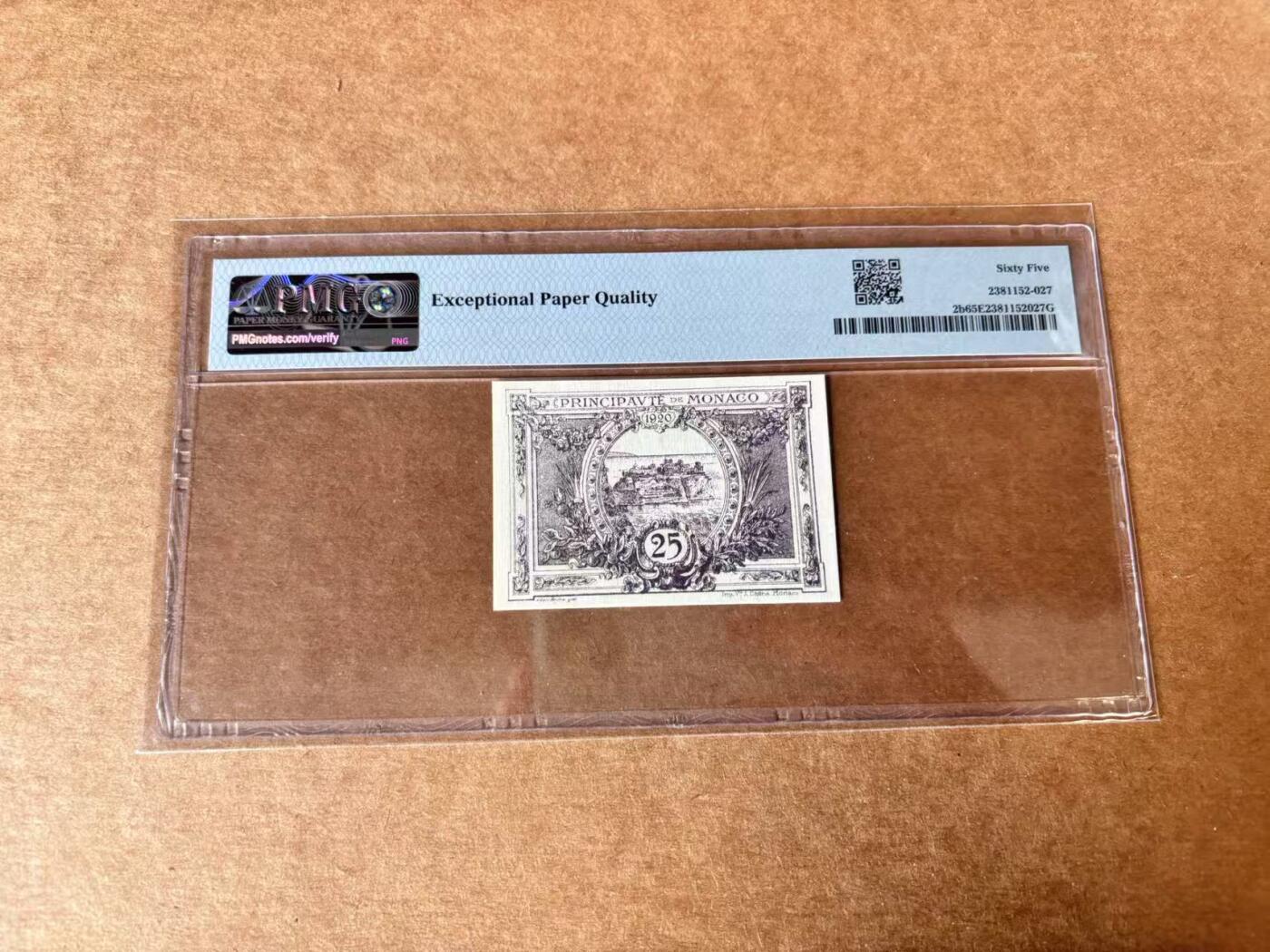 【Blue Auction】世界纸币精拍第711期——18级TOP拍卖/信誉/品质/专业/高效💫 【p2b】摩纳哥 1920年25分 PMG65EPQ 