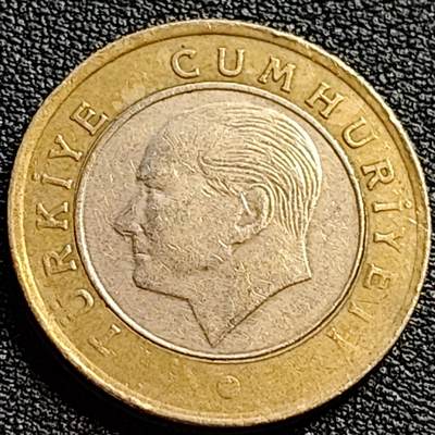 泉币菌-第90场-散币乐园场 土耳其1里拉双色币 凯末尔总统 26mm