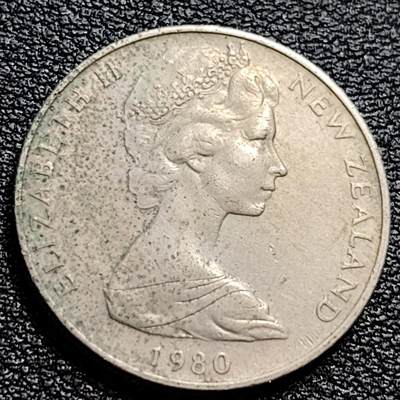 泉币菌-第90场-散币乐园场 略带彩光 英属新西兰 10分硬币 毛利人面具 伊丽莎白二世 女王24mm