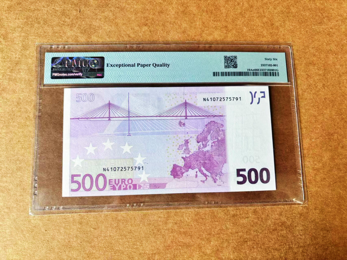 【Blue Auction】世界纸币精拍第711期——18级TOP拍卖/信誉/品质/专业/高效💫  欧盟 2002年500欧元  PMG66EPQ 奥地利版