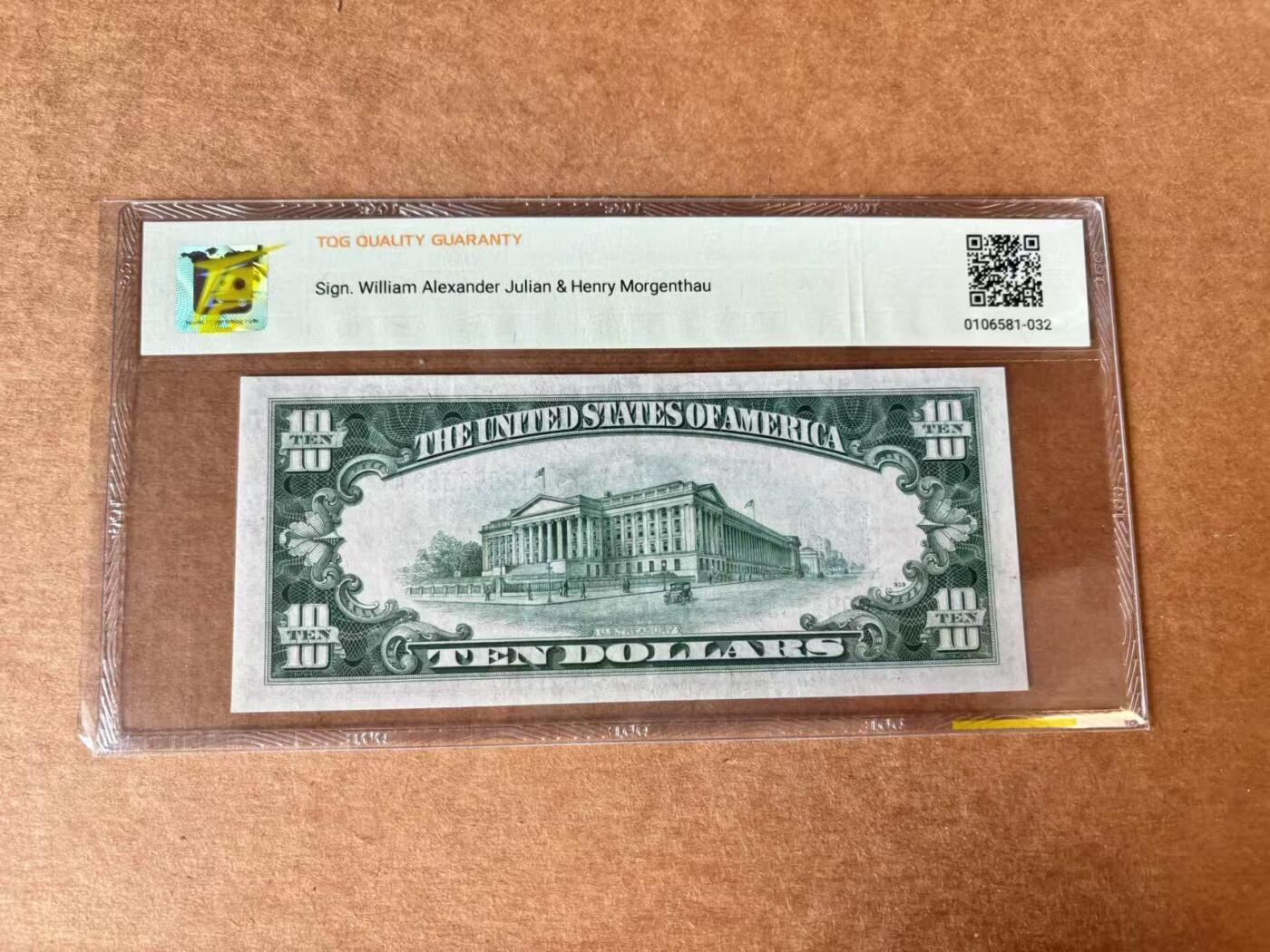 【Blue Auction】世界纸币精拍第711期——18级TOP拍卖/信誉/品质/专业/高效💫 【无47】美国 1934A 10美金 北非券 TQG53