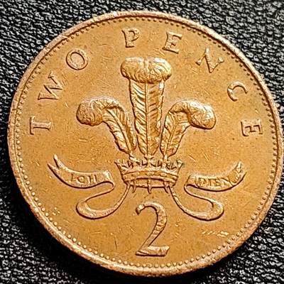 泉币菌-第90场-散币乐园场 1985年 英国2便士铜币 威尔士皇冠 25.9mm