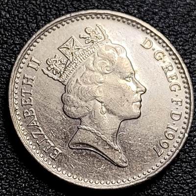 泉币菌-第90场-散币乐园场 英国1997年 10便士铜镍币 小版 伊丽莎白二世女王 皇冠狮子