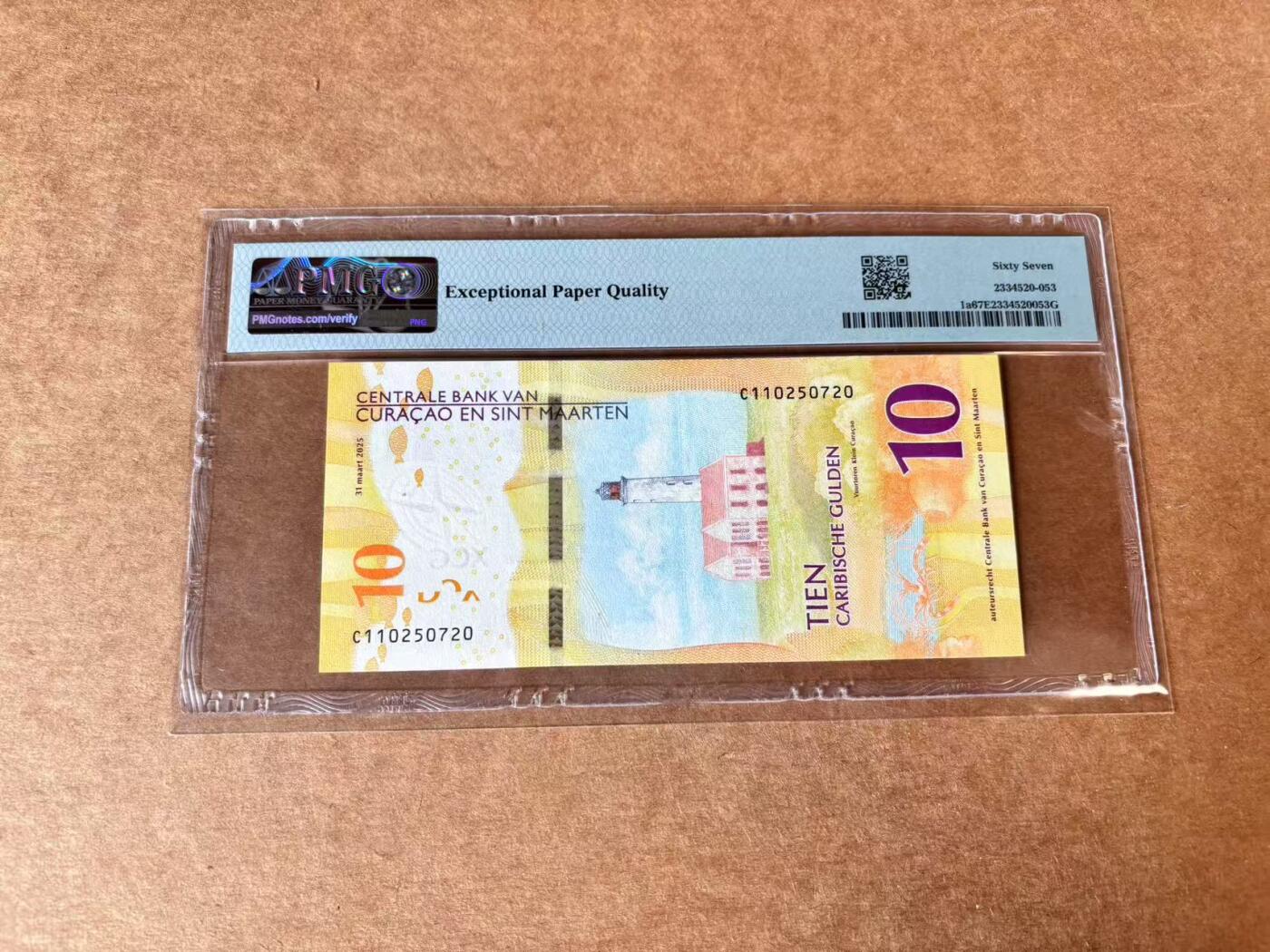 【Blue Auction】世界纸币精拍第711期——18级TOP拍卖/信誉/品质/专业/高效💫 库拉索 2025年10盾 PMG67EPQ 高分