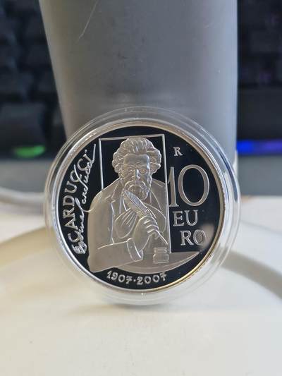 第171期拍卖【长期征集拍品】 - 圣马力诺2007年诗人卡尔杜奇100周年纪念银币，925银，21.96克，稍有氧化
