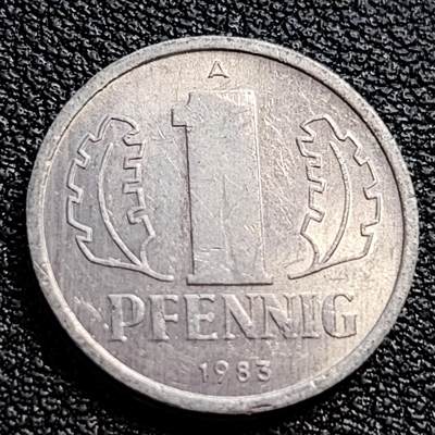 泉币菌-第90场-散币乐园场 带光美品 1983年 民主德国 1芬尼铝币 17mm 东德