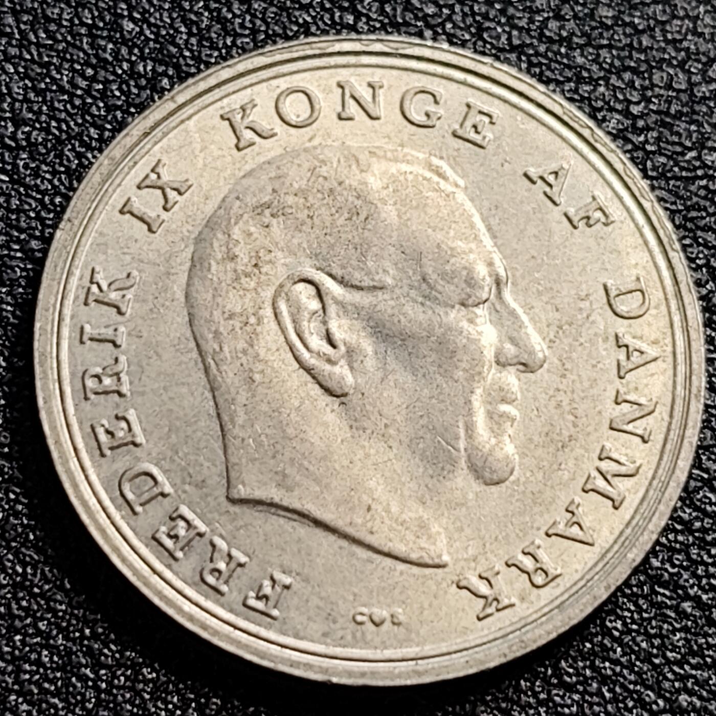 泉币菌-第89场-散币乐园场 原光极美 丹麦1967年1克朗 皇冠 弗雷德里克九世国王 25.5mm