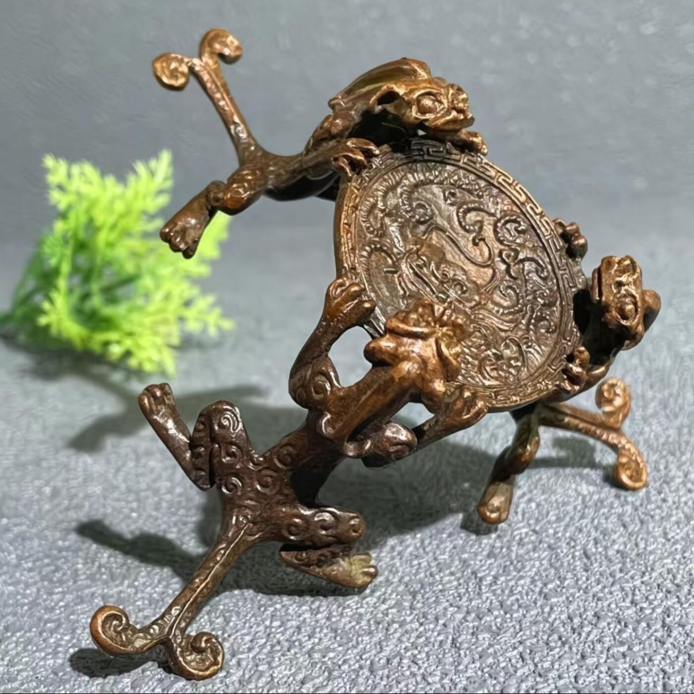 三足兽貔貅龙盖置搁架茶壶盖复古茶具古玩配件道具烛台蜡台摆件