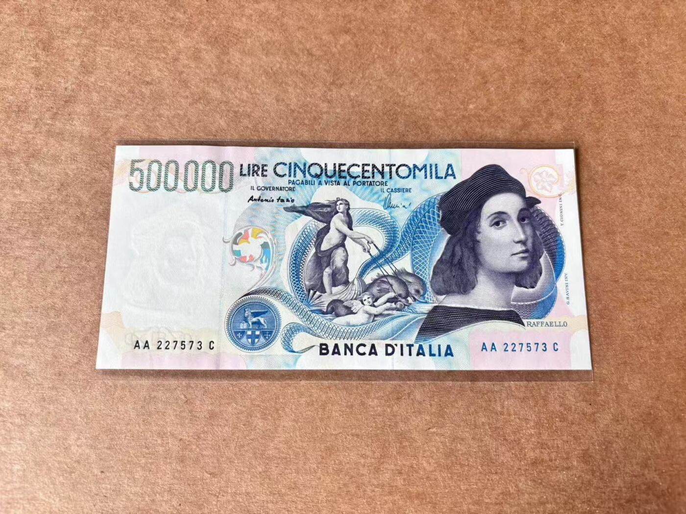 【Blue Auction】世界纸币精拍第711期——18级TOP拍卖/信誉/品质/专业/高效💫 【AA冠】意大利 1997年50万里拉 拉斐尔 全新UNC