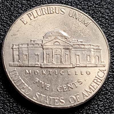 泉币菌-第90场-散币乐园场 美国2006年5美分纪念币 杰斐逊 及 故居蒙蒂塞洛庄园 21mm 